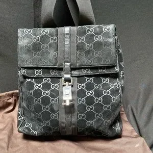 Gucci jackie backpack suede leather flap black Gucci Black Suede Jackie Bag – Treasures of NYC main image 3